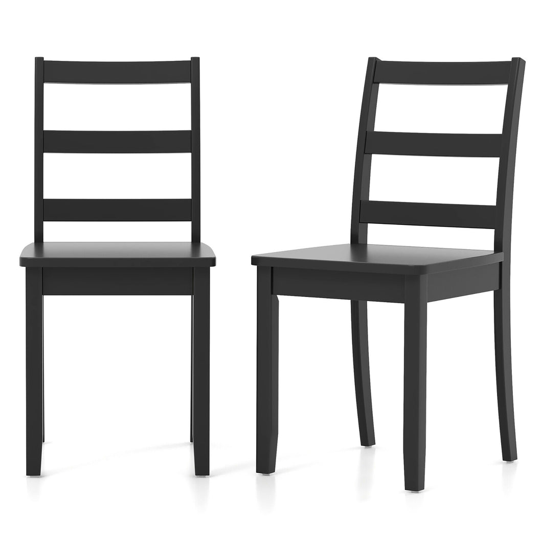 Gymax Set of 2 Dining Chairs Ladder Back Armless Side Chair with  Solid Rubber Wood Legs