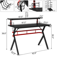 Load image into Gallery viewer, Gymax Gaming Computer Desk w/ Monitor Shelf &amp; Storage for Controller Headphone Speaker
