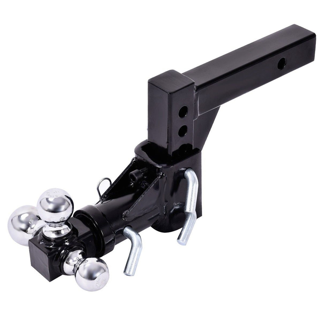 Gymax Triple Ball Swivel Adjustable Drop Turn Trailer Tow Hitch Mount For 2'' Receiver