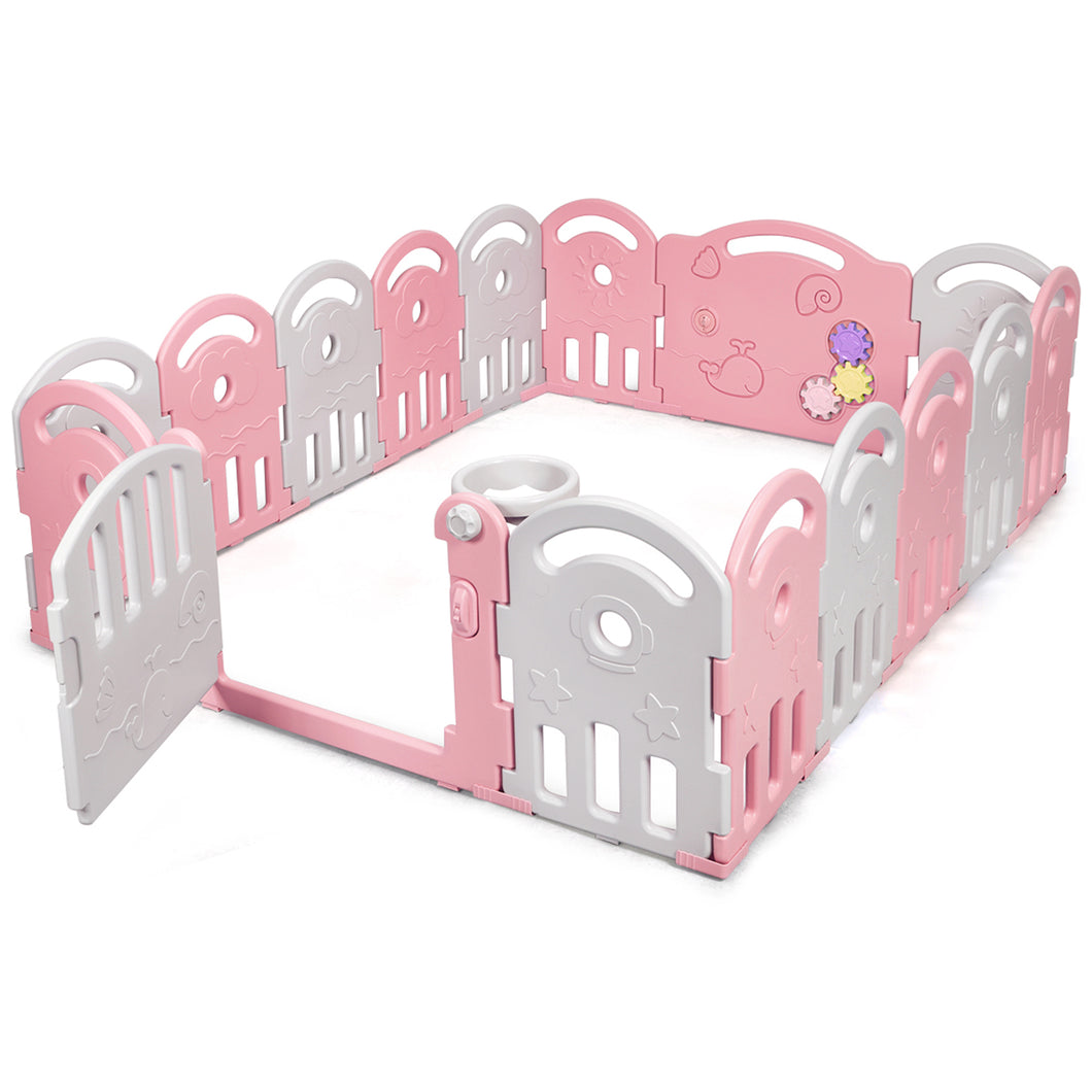 Gymax Babies Kids Playpen Activity Center Safety Play Yard w/ Music Box