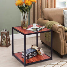 Load image into Gallery viewer, Gymax 2PC 20&#39;&#39; Metal Square Side/End Table Sofa Coffee Tea Stand Bottom W/2 Tier Shelf

