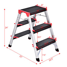 Load image into Gallery viewer, Gymax Folding Aluminum Lightweight Ladder 3 Step Non-Slip Platform Stool
