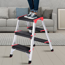 Load image into Gallery viewer, Gymax Folding Aluminum Lightweight Ladder 3 Step Non-Slip Platform Stool
