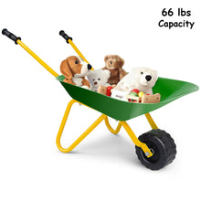 Load image into Gallery viewer, Gymax Kids Metal Wheelbarrow Children&#39;s Size Ourdoor Garden Backyard Play Toy Green
