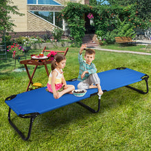 Load image into Gallery viewer, Gymax Folding Camping Bed Outdoor Military Cot Sleeping Blue

