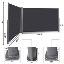 Load image into Gallery viewer, Gymax 237&#39;&#39;x 63&#39;&#39; H Patio Retractable Double Folding Side Awning Screen Divider
