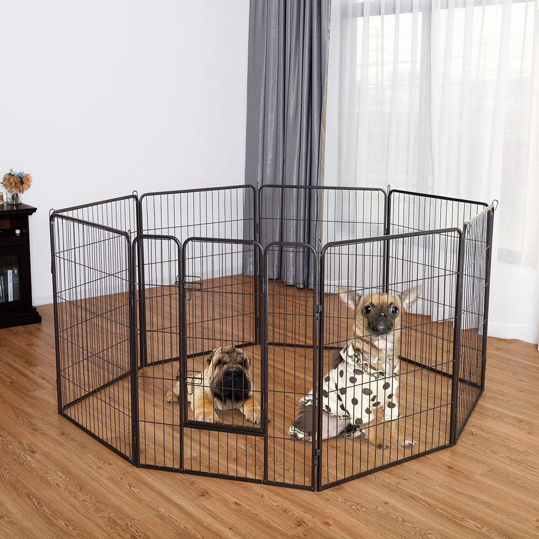 Gymax 40'' 8 Metal Panel Heavy Duty Pet Playpen Dog Exercise Pen Cat Fence Safety Gate