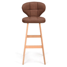 Load image into Gallery viewer, Gymax Set of 2 Bar Stools Pub Chair Fabric w/Wood Legs Backrest Home Furniture Brown
