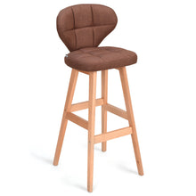 Load image into Gallery viewer, Gymax Set of 2 Bar Stools Pub Chair Fabric w/Wood Legs Backrest Home Furniture Brown
