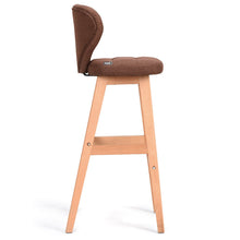 Load image into Gallery viewer, Gymax Set of 2 Bar Stools Pub Chair Fabric w/Wood Legs Backrest Home Furniture Brown
