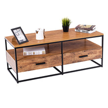 Load image into Gallery viewer, Gymax 47&#39;&#39; 2-Tier Cocktail Coffee Table Metal Desk Shelf Storage Bedroom W/2 Drawer
