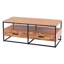 Load image into Gallery viewer, Gymax 47&#39;&#39; 2-Tier Cocktail Coffee Table Metal Desk Shelf Storage Bedroom W/2 Drawer
