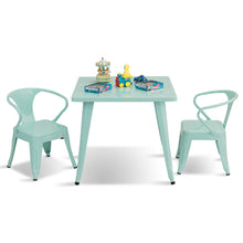 Load image into Gallery viewer, Gymax 3 Pcs Kids Dining Set Square Table &amp; 2 Tolix Armchairs Play Learn Activity Home
