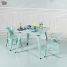 Load image into Gallery viewer, Gymax 3 Pcs Kids Dining Set Square Table &amp; 2 Tolix Armchairs Play Learn Activity Home
