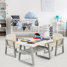 Load image into Gallery viewer, Gymax Kids Table and 2 Chairs Set Toddler Table w/ Storage Shelf For Baby Gift White
