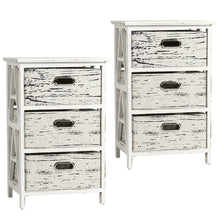 Load image into Gallery viewer, Gymax Set of 2 Chest w/3 Fabric Drawers Vintage Wood Frame End Side Table Nightstand
