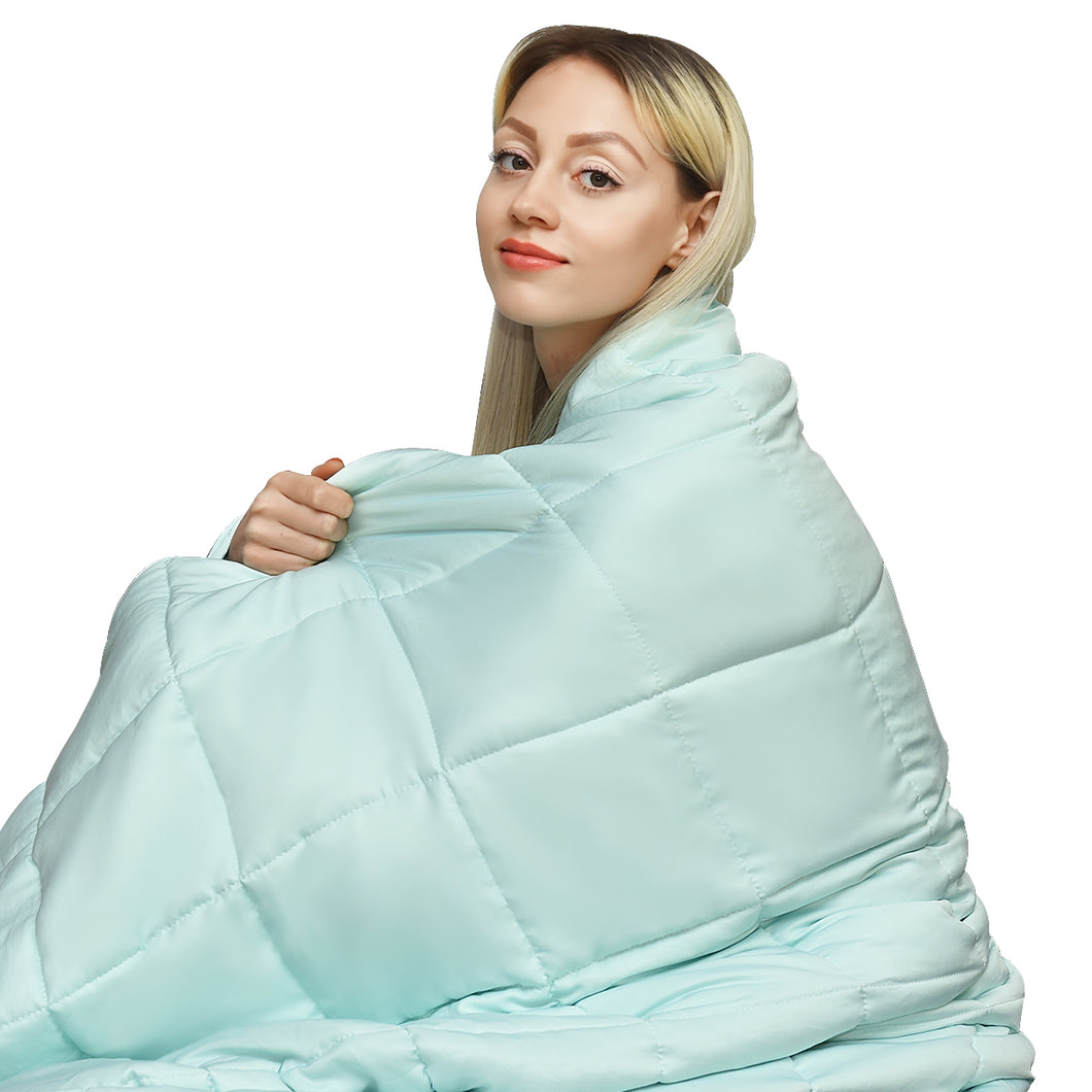 Gymax 7-20 lbs Cooling Weighted Blanket Luxury Cooler Version Light Green