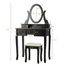 Load image into Gallery viewer, Gymax Vanity Set Makeup Dressing Table w/5 Drawers 12 LED Bulb Black
