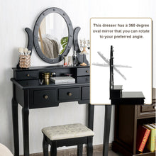 Load image into Gallery viewer, Gymax Vanity Set Makeup Dressing Table w/5 Drawers 12 LED Bulb Black
