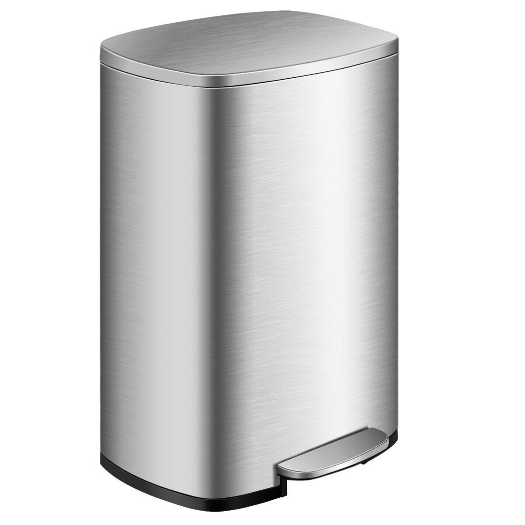 Gymax 13.2 Gallon Trash Garbage Can Stainless Steel Airtight Soft Close Bin W/ Bucket