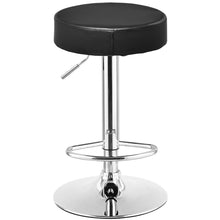 Load image into Gallery viewer, Gymax 1 PC Bar Stool Round Leather Seat Chrome Leg Adjustable Hydraulic Swivel Black

