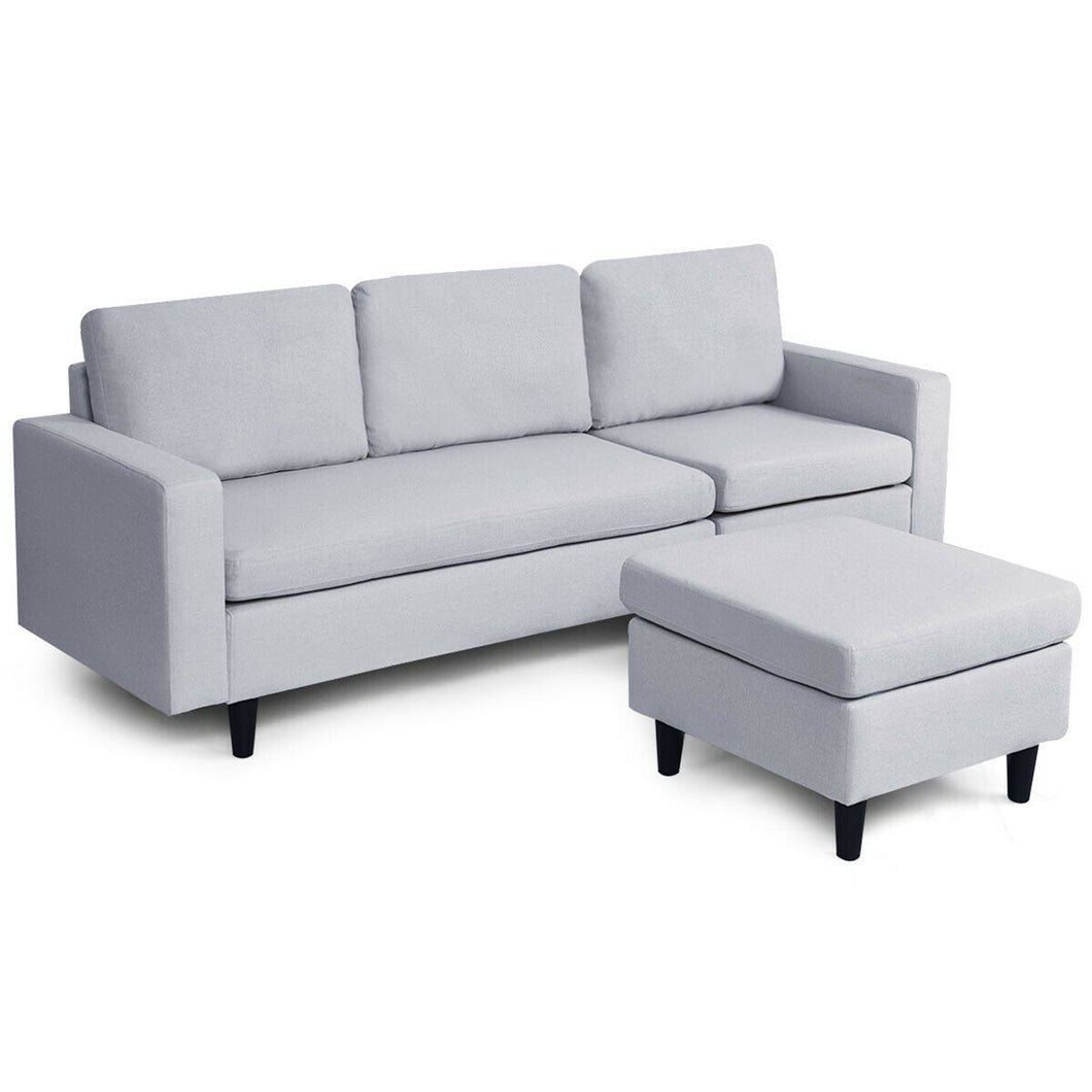 Gymax Convertible L-shaped Sectional Sofa Couch w/ Cushion Gray