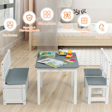 Load image into Gallery viewer, Gymax 4 PCS Kids Wood Table Chairs Set w/ Storage Stool Toddler Furniture Set Grey
