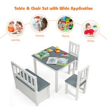 Load image into Gallery viewer, Gymax 4 PCS Kids Wood Table Chairs Set w/ Storage Stool Toddler Furniture Set Grey
