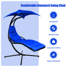 Load image into Gallery viewer, Gymax Patio Hammock Swing Chair Hanging Chaise w/ Cushion Pillow Canopy Navy
