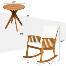 Load image into Gallery viewer, Gymax 2PCS Patio Rocking Chair Set Round Table Solid Wood Cushioned Sofa Garden Deck
