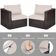 Load image into Gallery viewer, Gymax 2PCS Rattan Corner Sofa Set Patio Outdoor Furniture Set w/ 4 Beige Cushions
