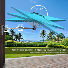 Load image into Gallery viewer, Gymax 8FT Patio Wall Mounted Cantilever Umbrella Parsol w/ Adjustable Pole Turquoise
