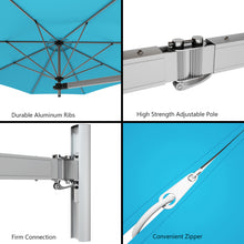 Load image into Gallery viewer, Gymax 8FT Patio Wall Mounted Cantilever Umbrella Parsol w/ Adjustable Pole Turquoise
