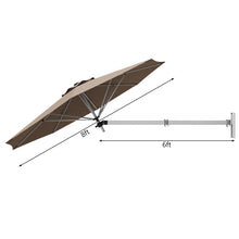 Load image into Gallery viewer, Gymax 8FT Patio Wall Mounted Cantilever Umbrella Parsol w/ Adjustable Pole Tan
