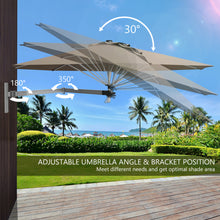 Load image into Gallery viewer, Gymax 8FT Patio Wall Mounted Cantilever Umbrella Parsol w/ Adjustable Pole Tan
