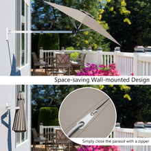 Load image into Gallery viewer, Gymax 8FT Patio Wall Mounted Cantilever Umbrella Parsol w/ Adjustable Pole Tan
