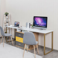 Load image into Gallery viewer, Gymax 87&#39;&#39; Two Person Computer Desk Adjustable L-Shaped Office Desk w/Shelves &amp; Drawers
