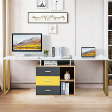 Load image into Gallery viewer, Gymax 87&#39;&#39; Two Person Computer Desk Adjustable L-Shaped Office Desk w/Shelves &amp; Drawers
