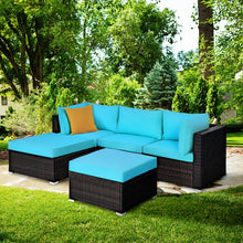 Load image into Gallery viewer, Gymax 5PCS Cushioned Rattan Patio Conversation Set Outdoor Furniture Set w/ Ottoman
