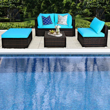 Load image into Gallery viewer, Gymax 5PCS Cushioned Rattan Patio Conversation Set Outdoor Furniture Set w/ Ottoman
