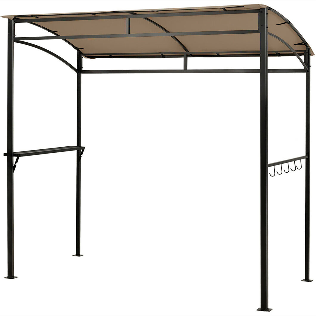 Gymax 7'x4.5' Grill Gazebo Outdoor Patio Garden BBQ Canopy Shelter Storage Hook Brown