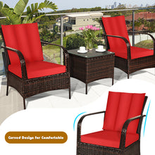 Load image into Gallery viewer, Gymax 3PCS Patio Rattan Conversation Set Outdoor Furniture Set w/ Table Cushions
