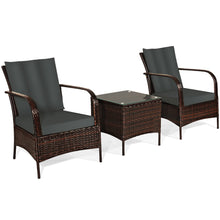 Load image into Gallery viewer, Gymax 3PCS Outdoor Patio Rattan Conversation Set Furniture Set w/ Table Cushions
