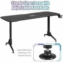 Load image into Gallery viewer, Gymax Gaming Desk 62.5&#39;&#39; T-Shape Height Adjustable w/ Mouse Pad Handle Rack Cup Holder
