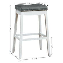 Load image into Gallery viewer, Gymax Set of 2 Nailhead Saddle Bar Stools 29&#39;&#39; Pub Chairs with Rubber Wood Legs White
