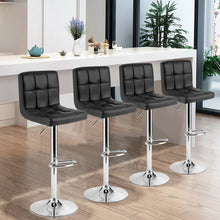 Load image into Gallery viewer, Gymax Set of 4 PU Leather Bar Stool Swivel Bar Chair w/ Adjustable Height Black
