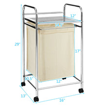 Load image into Gallery viewer, Gymax Laundry Cart Laundry Hamper Basket Cart w/Rolling Wheels Shelf &amp; Removable Bag
