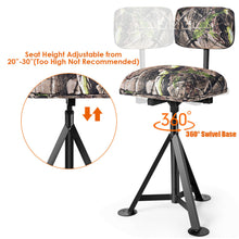 Load image into Gallery viewer, Gymax Swivel Hunting Chair Tripod Blind Stool w/ Detachable Backrest Outdoor Camping
