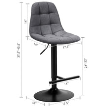 Load image into Gallery viewer, Gymax Set of 2 Adjustable Bar Stools Swivel Counter Height Linen Chairs with Back Gray
