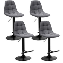 Load image into Gallery viewer, Gymax Set of 4 Adjustable Bar Stools Swivel Counter Height Linen Chairs with Back Gray
